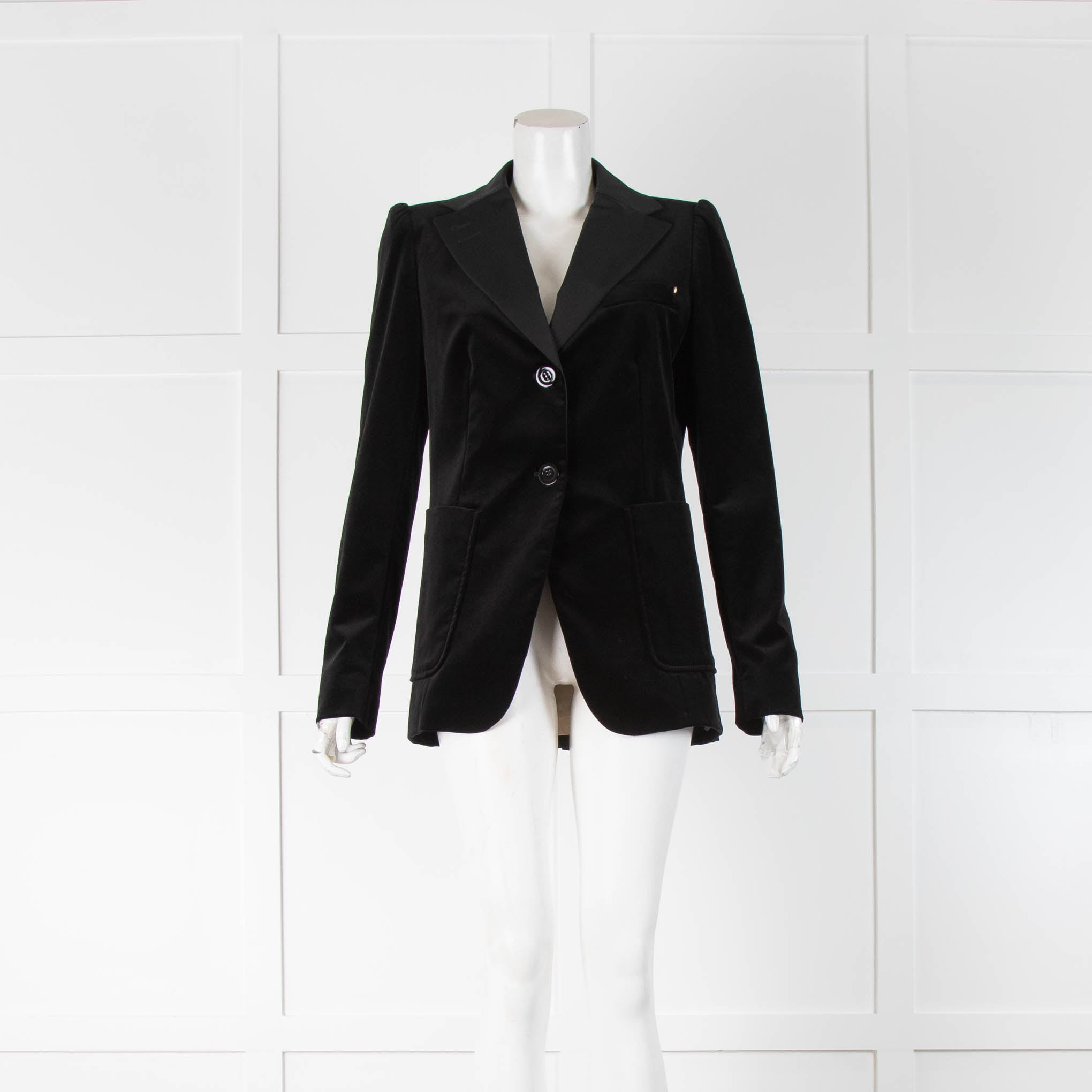 Sportmax Black Velvet Blazer Silk Collar