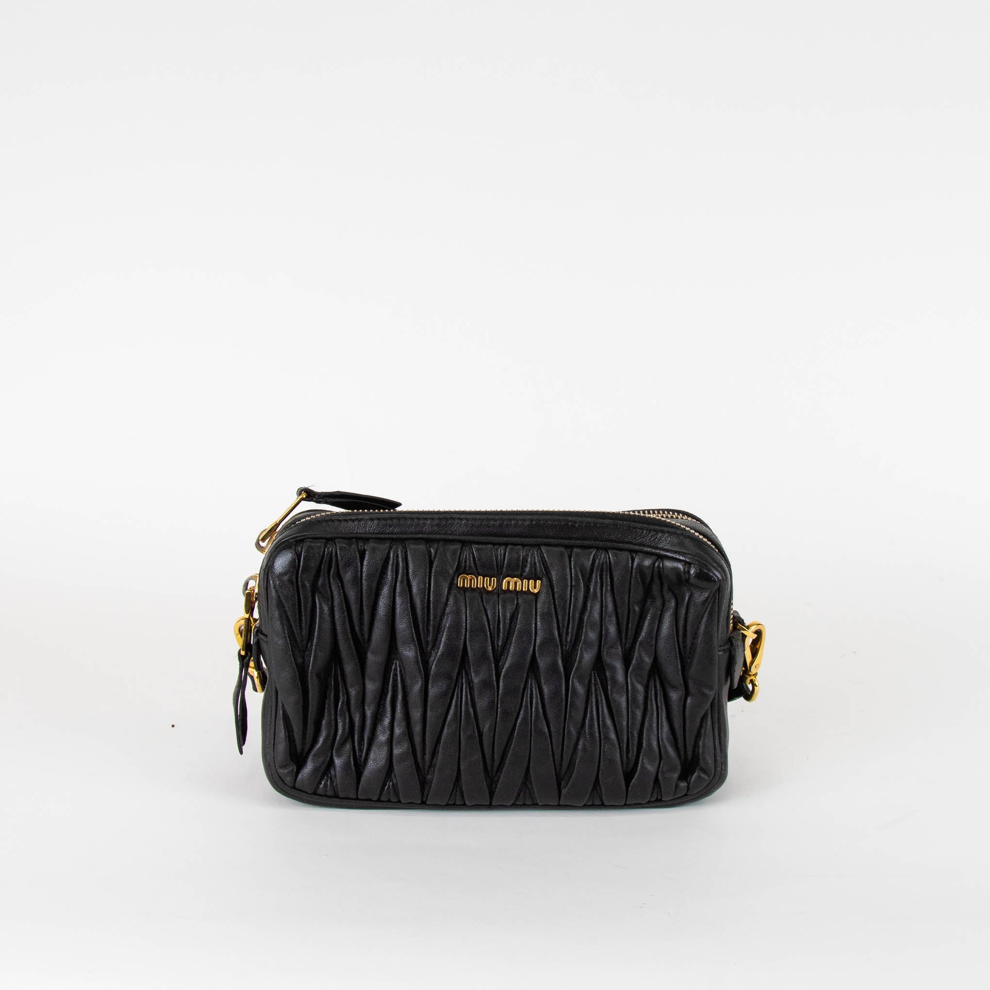 Miu Miu Small Black Matelasse Leather Crossbody Bag