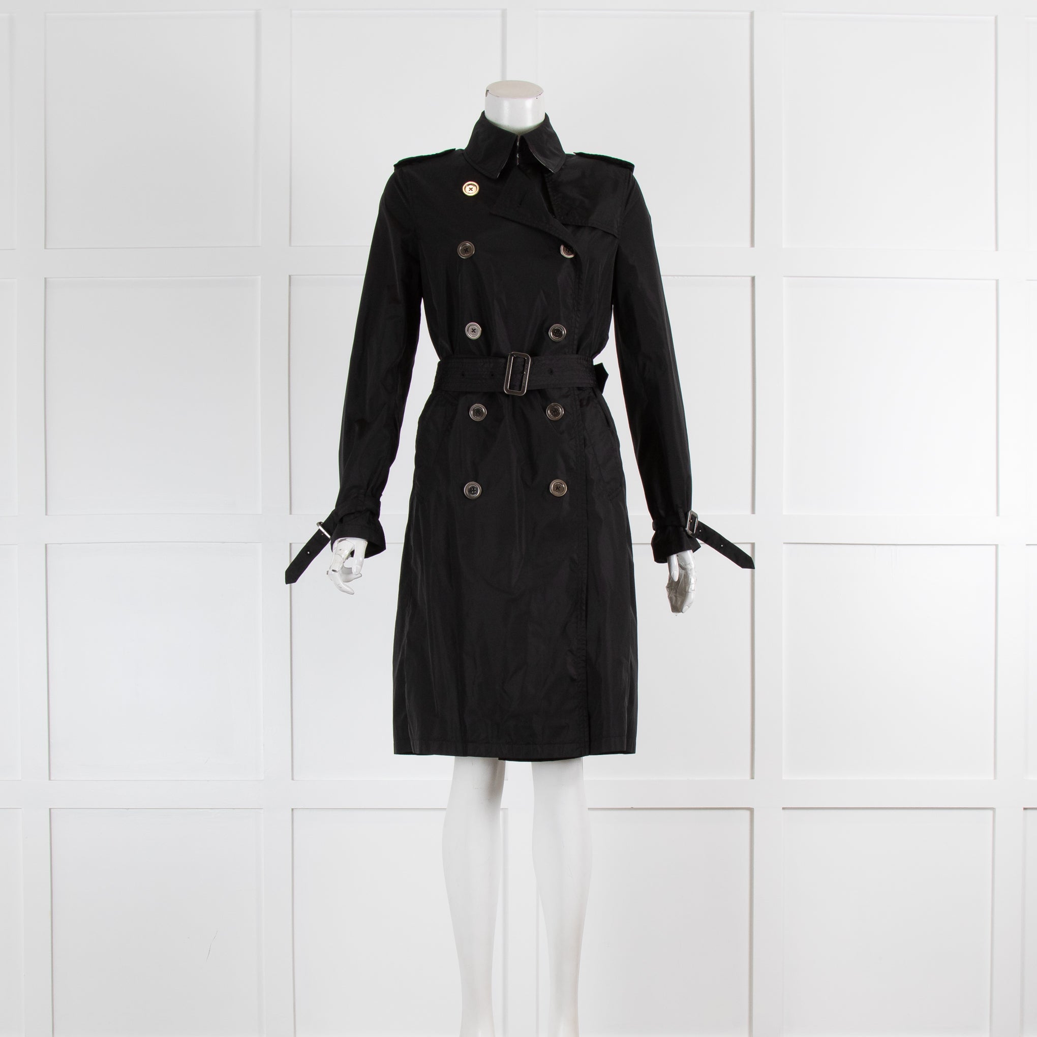 Burberry Black Nylon Trench Coat Phoenix Style