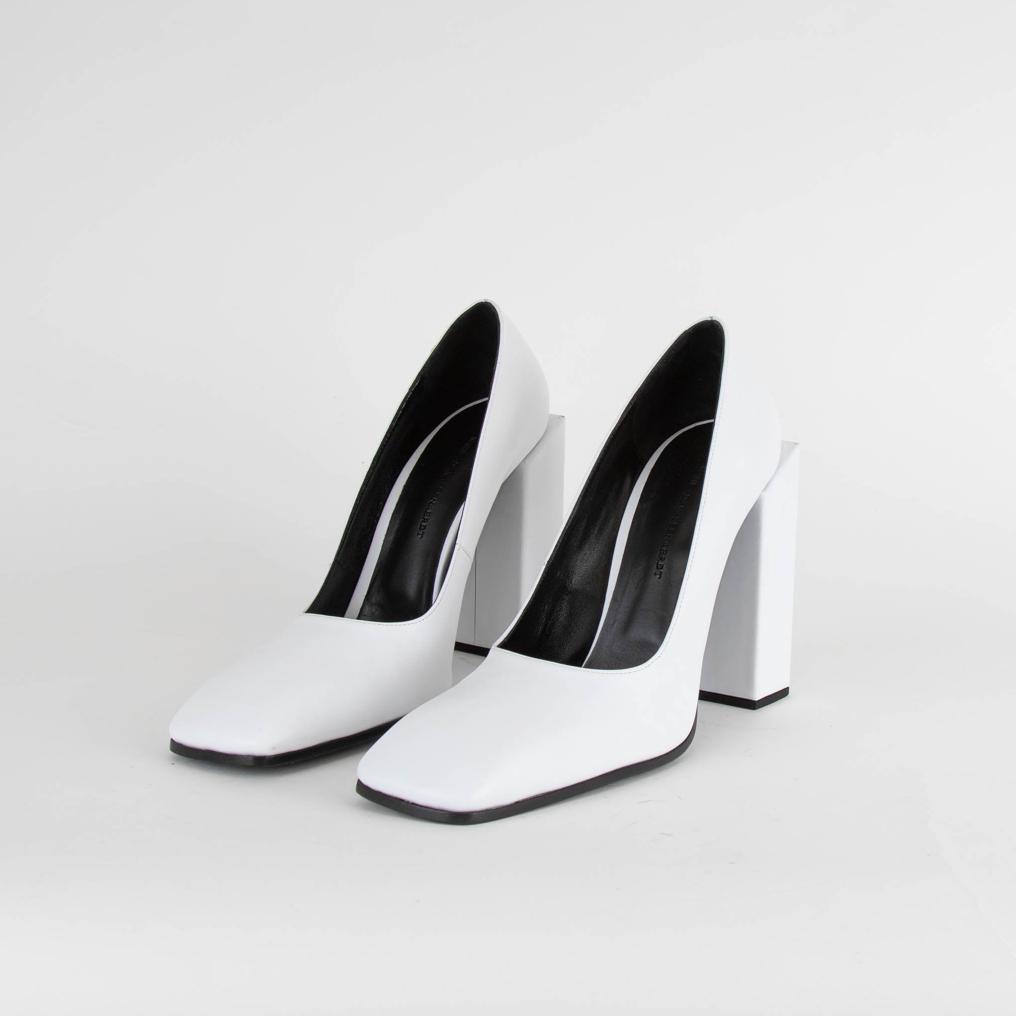 Marie Adam Leenaerdt White Closed Toe Block Heels