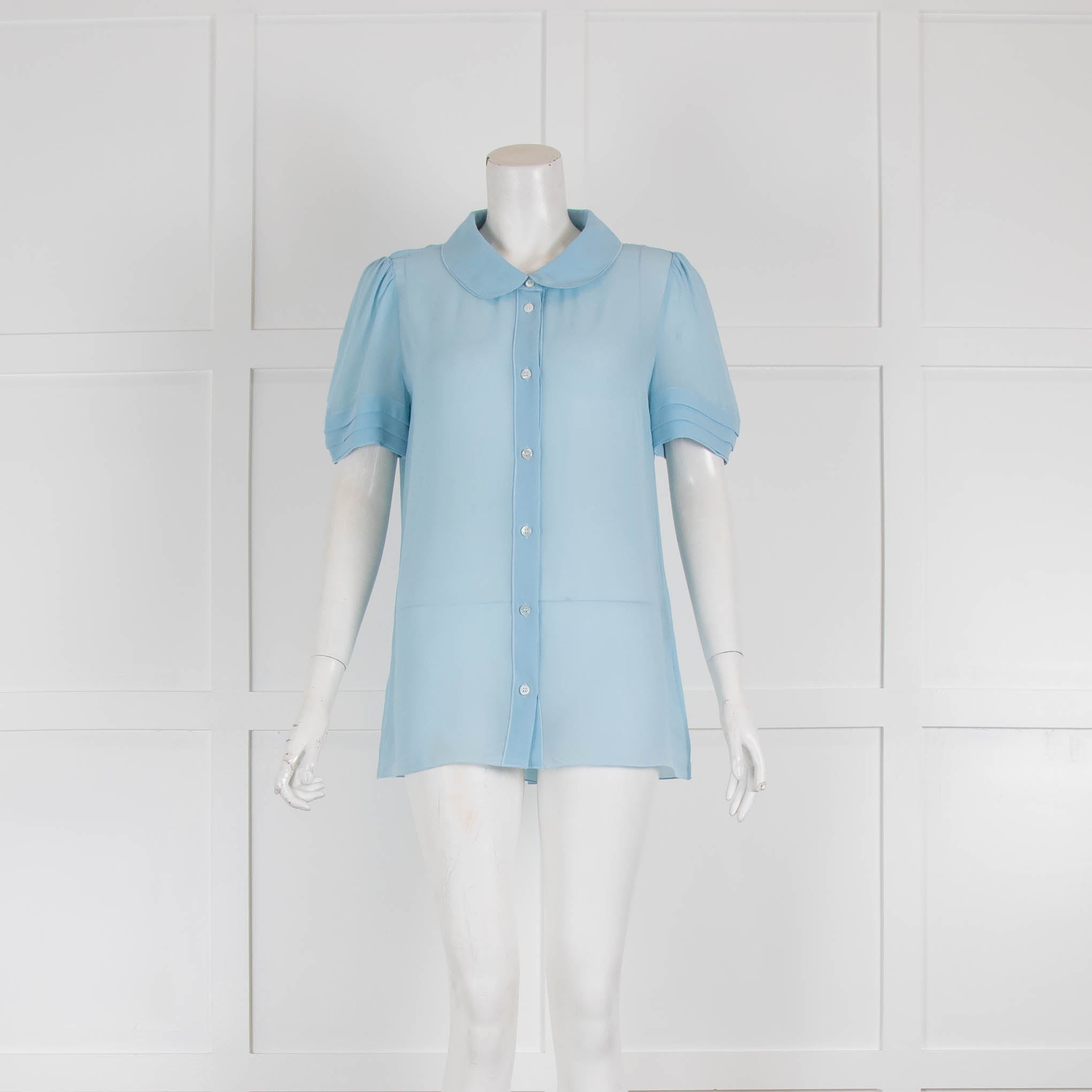 pale blue short sleeve blouse