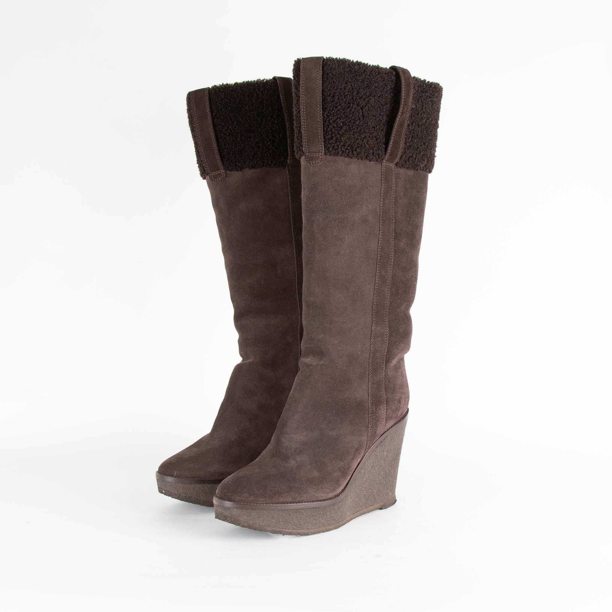 Shearling wedge boots online