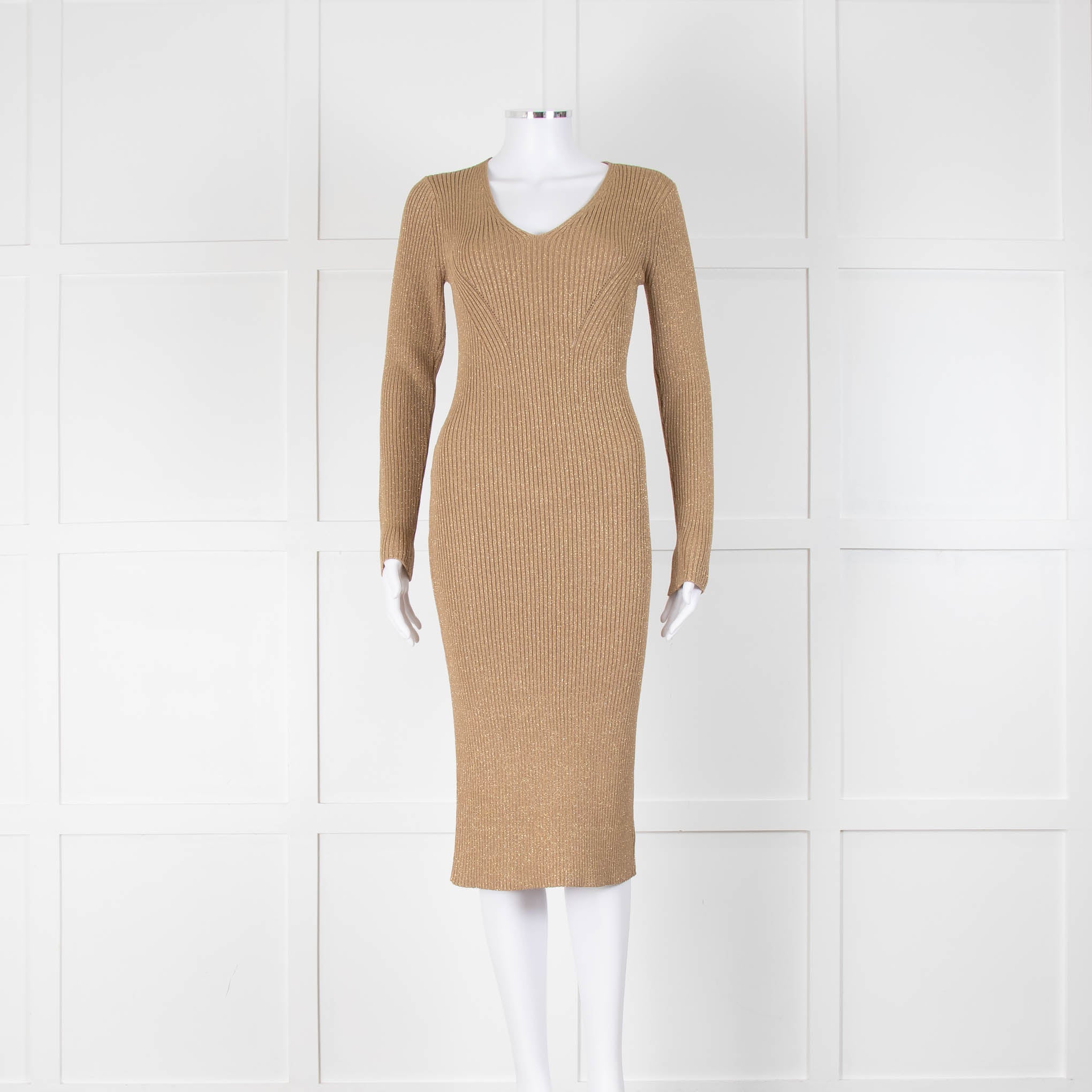 Michael by Michael Kors Gold Rib Knit Dress