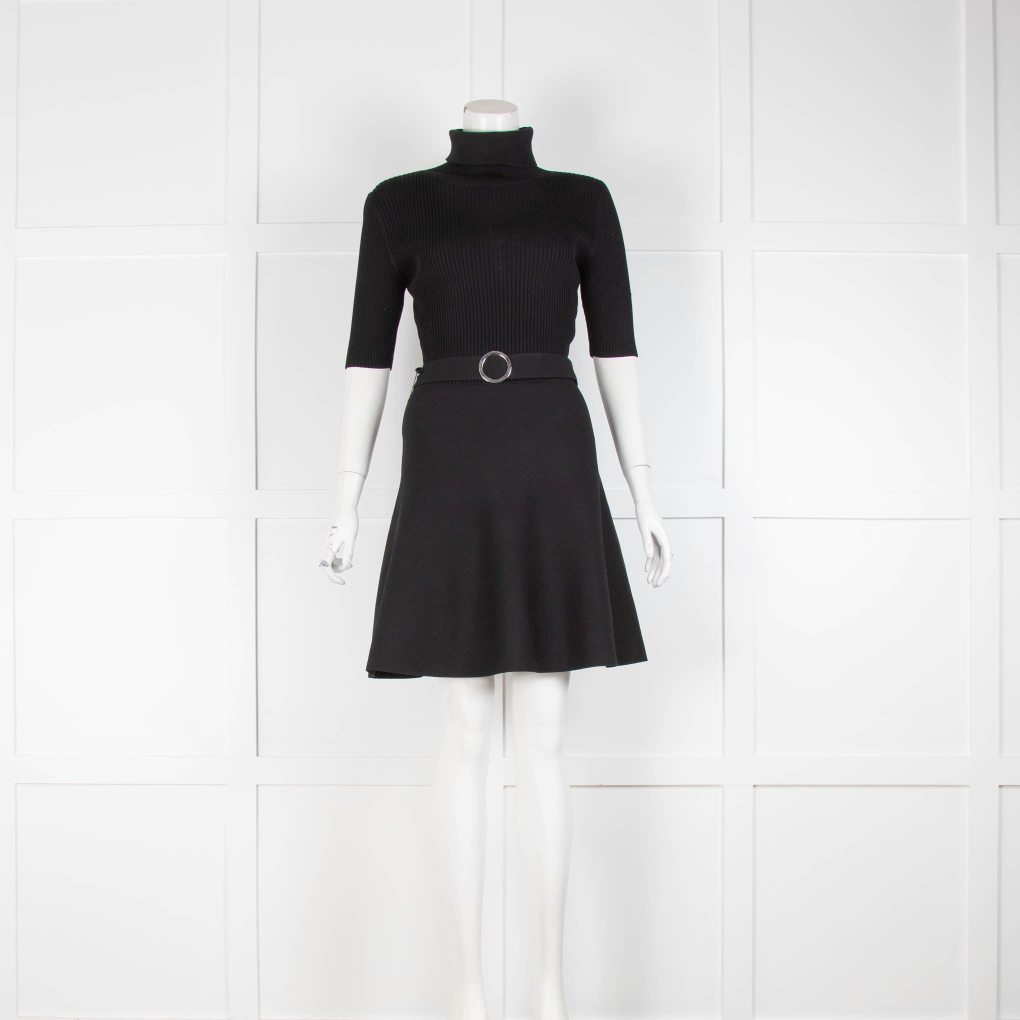 Claudie Pierlot Black Roll Neck Fit Flare Dress