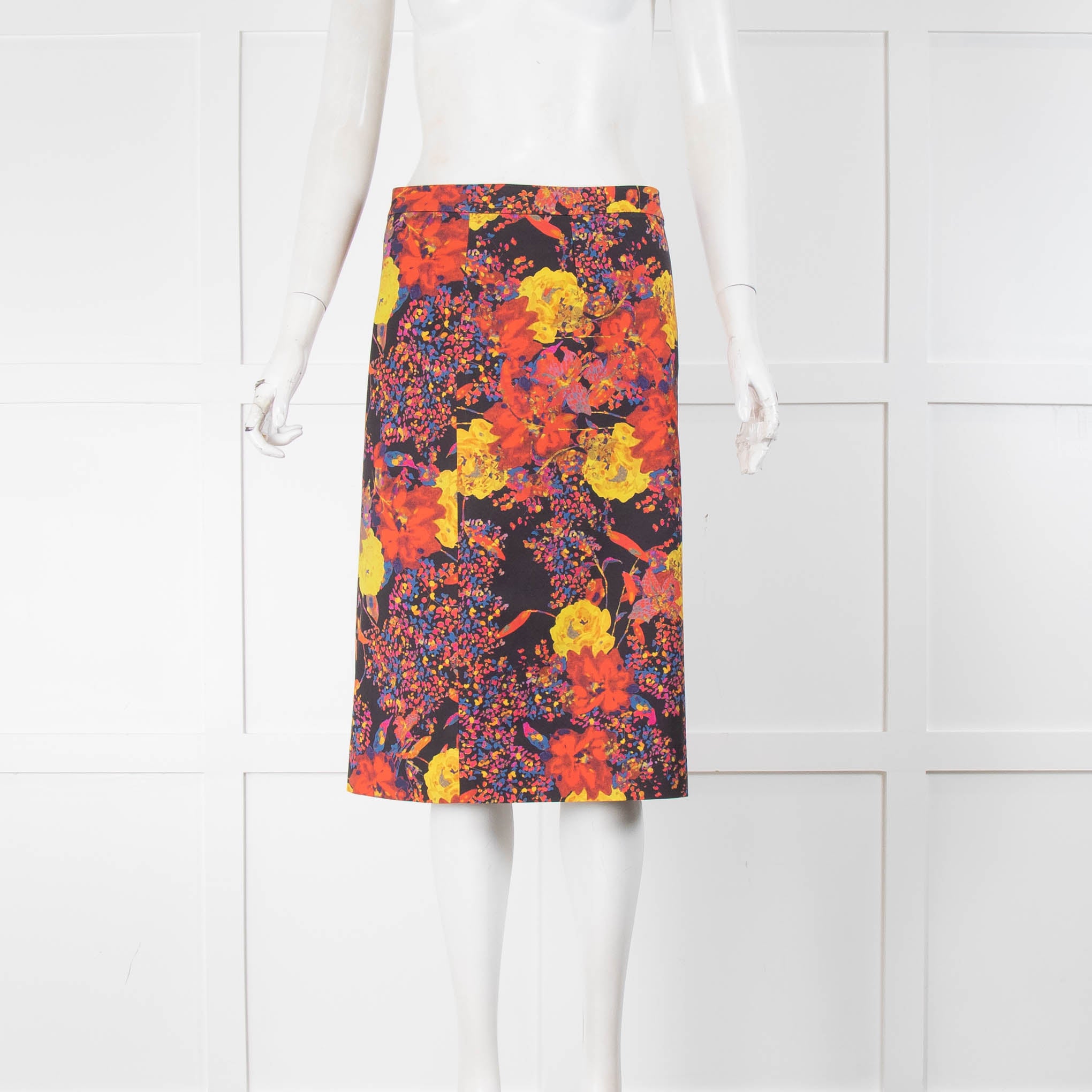 Floral print pencil skirt yellow best sale