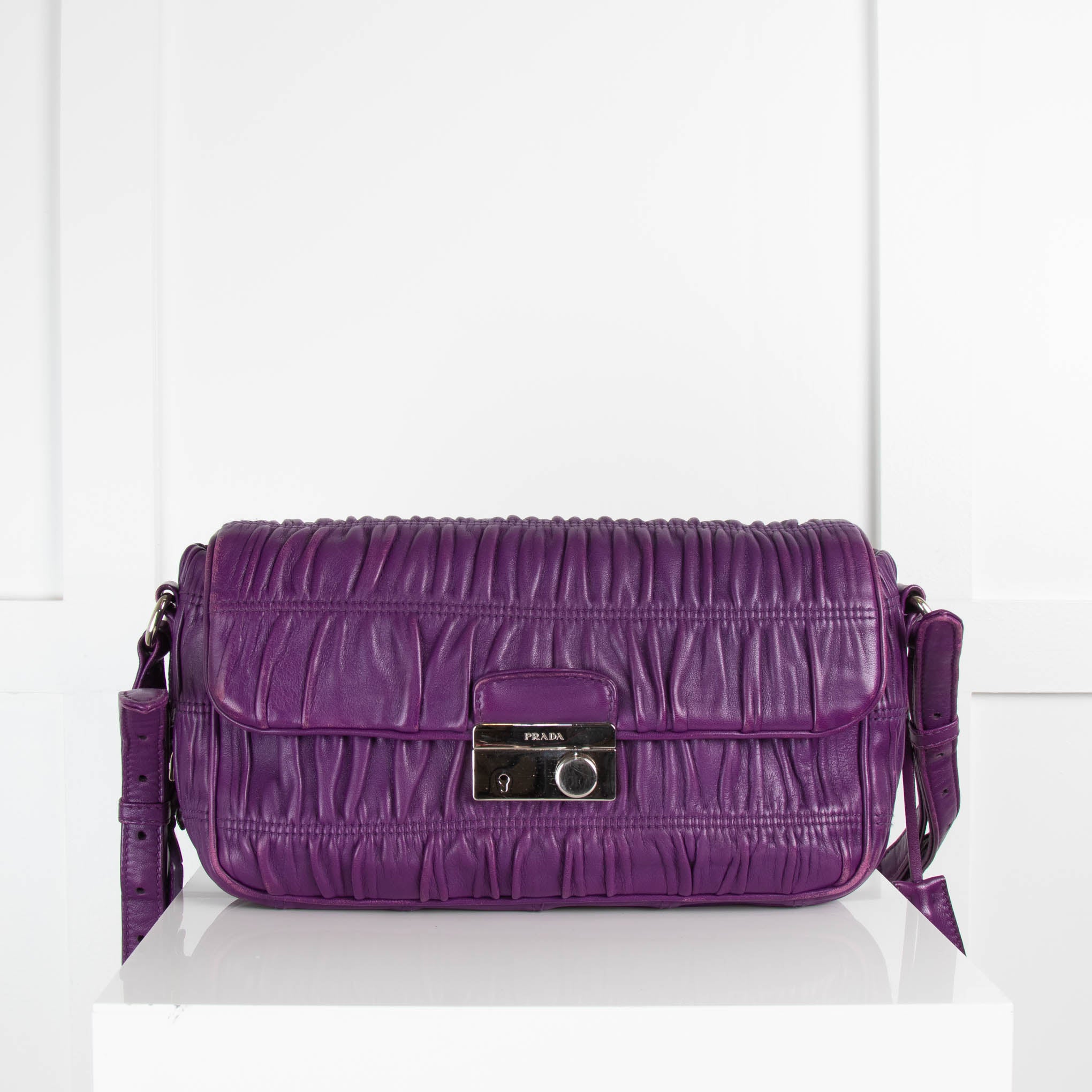 Prada Purple Gaufre Flap Crossbody Bag