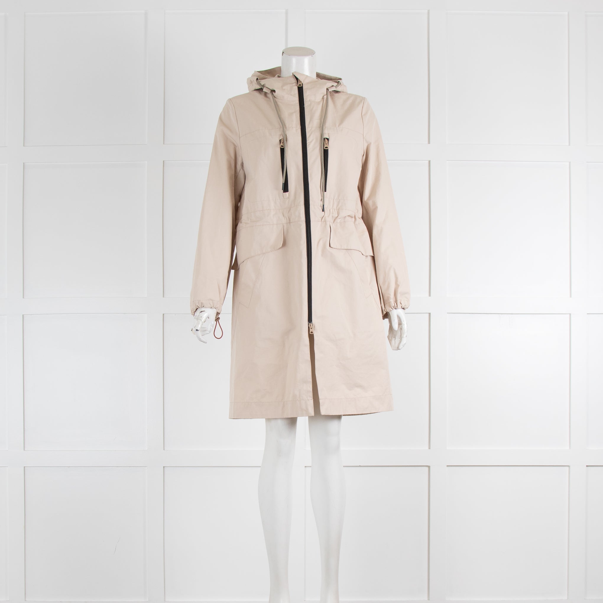 Bimba Y Lola Beige Cotton Blend Light Weight Hooded Parka