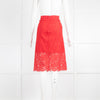 Diane Von Furstenberg Red Lace Glimmer Pencil Skirt