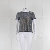 Zadig & Voltaire Silver Sequin Short Sleeve Top