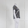 Zadig & Voltaire Silver Sequin Short Sleeve Top