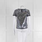 Zadig & Voltaire Silver Sequin Short Sleeve Top