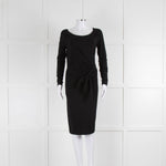 Armani Jeans Black Jersey Long Sleeve Belted Midi Dress