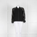 Michael By Michael Kors Black Patent Sleeve Bomber Jacket