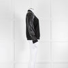 Michael By Michael Kors Black Patent Sleeve Bomber Jacket