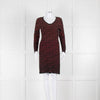 M Missoni Black Red Knit Long Sleeve Dress With Slip