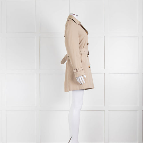 Burberry Beige Short Double Breasted Trench Coat