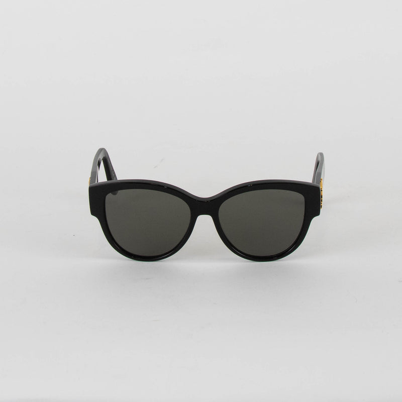 Saint Laurent Black Oval Gold Logo Arm Sunglasses