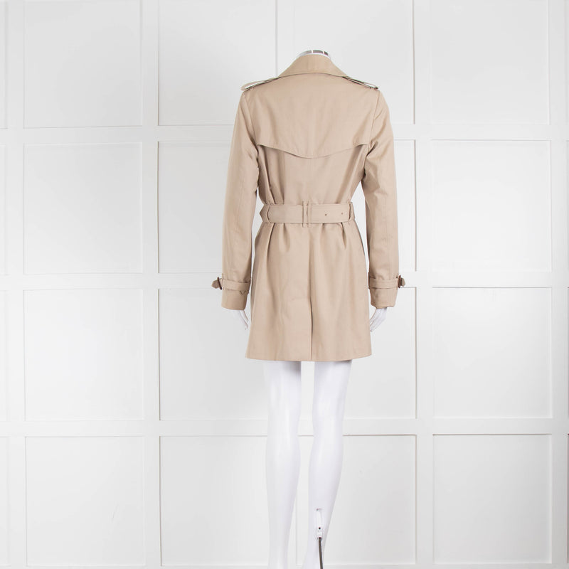 Burberry Beige Short Double Breasted Trench Coat