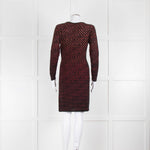 M Missoni Black Red Knit Long Sleeve Dress With Slip