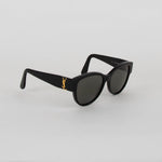 Saint Laurent Black Oval Gold Logo Arm Sunglasses