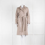 Muuba Beige Ladderstitch Trim Faux Leather Trench