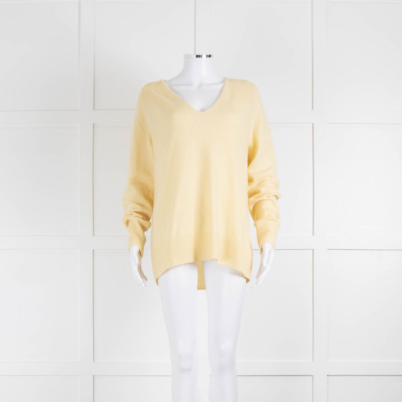 Vince Yellow V Neck Cashmere Mix Jumper