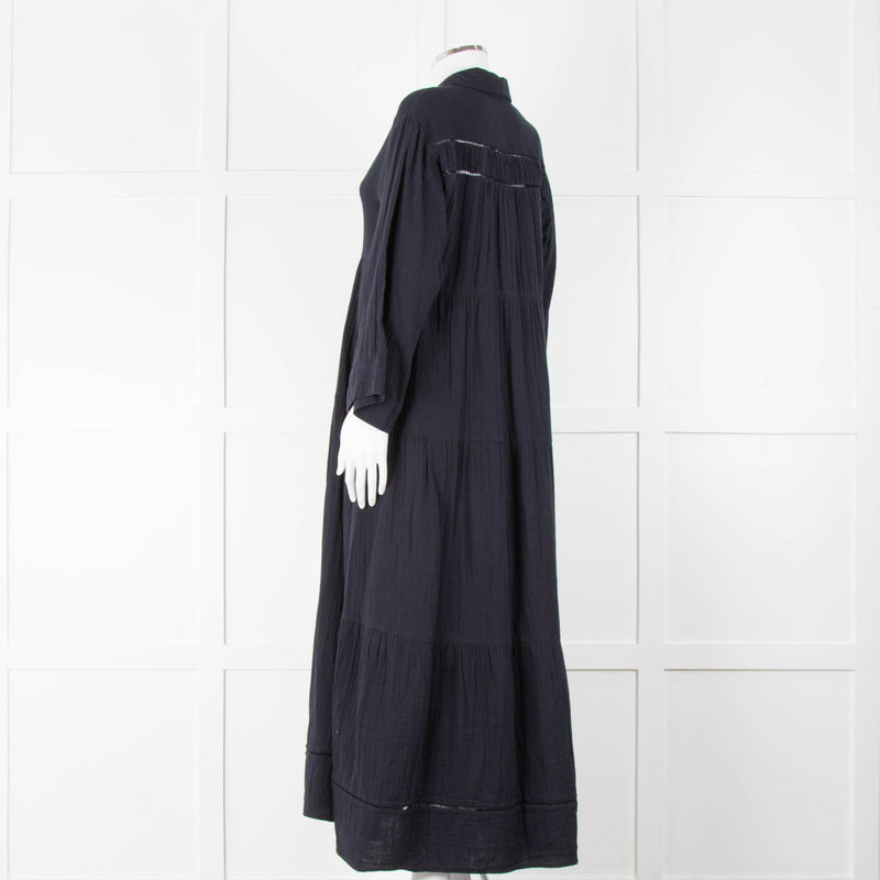 ME + EM Navy Blue Cheese Cloth Tiered Maxi Dress