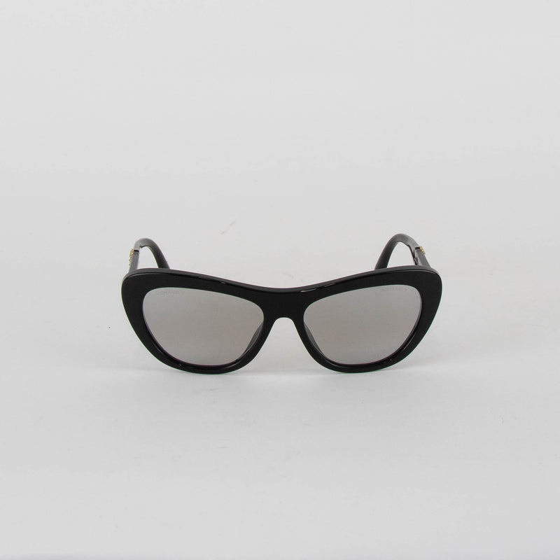 Chanel Black Cat Eye with Diamonte Logo Sunglasses