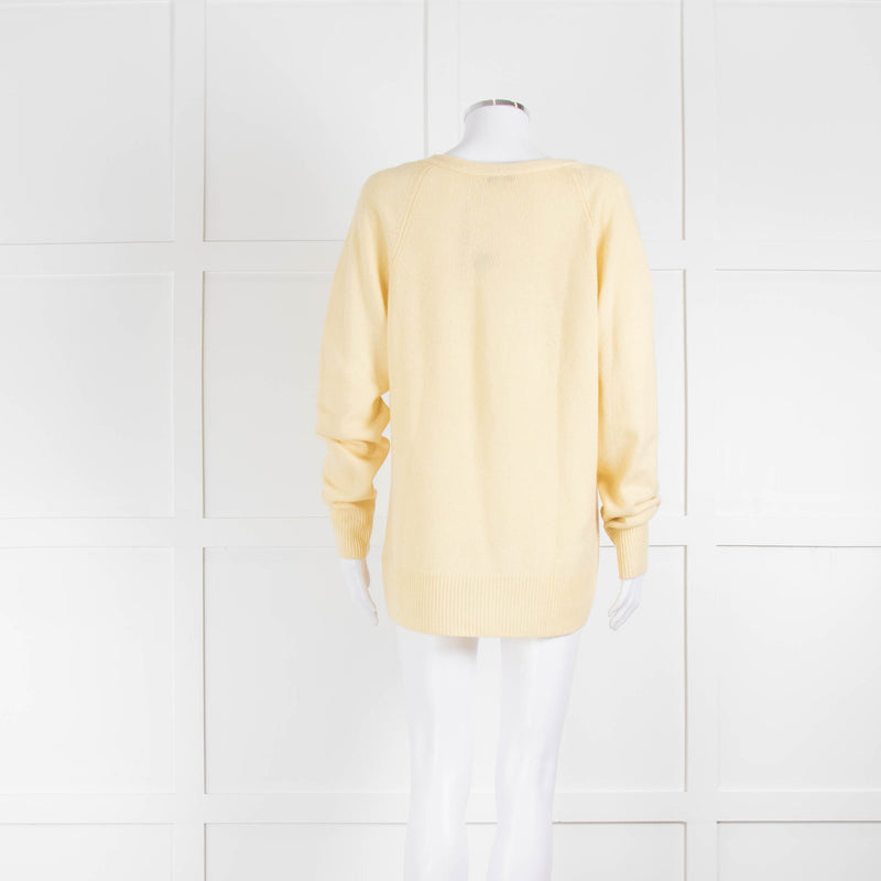 Vince Yellow V Neck Cashmere Mix Jumper