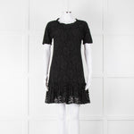 Dolce & Gabbana Black Lace Silk Trim Short Sleeve Dress