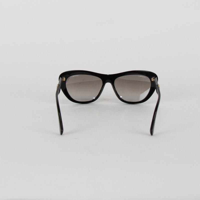 Chanel Black Cat Eye with Diamonte Logo Sunglasses