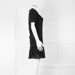 Dolce & Gabbana Black Lace Silk Trim Short Sleeve Dress