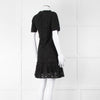 Dolce & Gabbana Black Lace Silk Trim Short Sleeve Dress