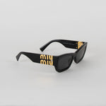 Miu Miu Black Gold Logo Sunglasses