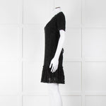 Dolce & Gabbana Black Lace Silk Trim Short Sleeve Dress