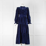 Seraphina Navy Blue Velvet Maxi Frill Dress