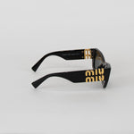 Miu Miu Black Gold Logo Sunglasses