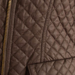 Luisa Spagnoli Brown Quilted Fur Collar Zip Up Jacket