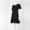 Dolce & Gabbana Black Lace Silk Trim Short Sleeve Dress