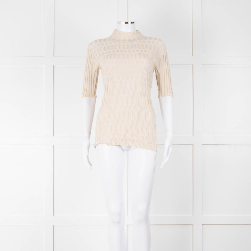 Joseph Cream Geometric Rib Short Sleeve Polo Neck