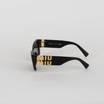 Miu Miu Black Gold Logo Sunglasses