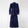 Seraphina Navy Blue Velvet Maxi Frill Dress