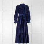 Seraphina Navy Blue Velvet Maxi Frill Dress