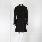 Luisa Spagnoli Black Faux Fur Trim Coat