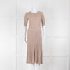 Joseph Beige Knit Ribbed Short Sleeve Dress