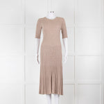 Joseph Beige Knit Ribbed Short Sleeve Dress