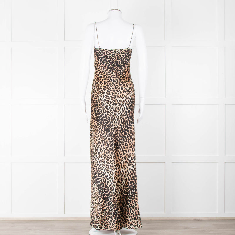 Ganni Animal Print Sleeveless Silk Maxi Dress