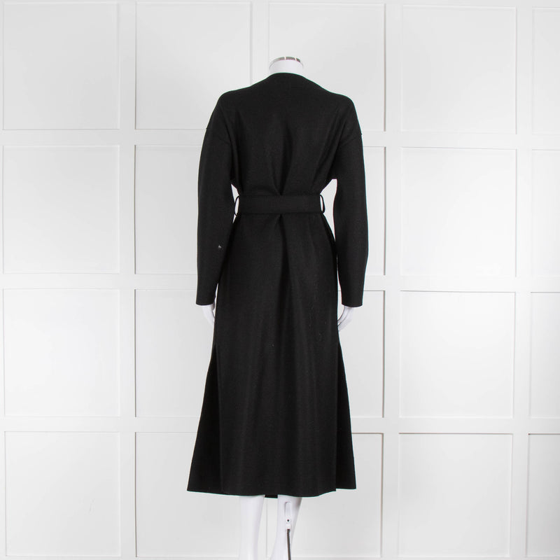 Harris Wharf London Black Virgin Wool Belted Maxi Coat