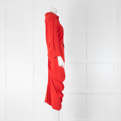 SportMax Red Maxi Shirt Dress