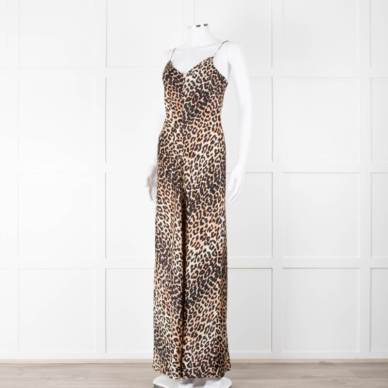 Ganni Animal Print Sleeveless Silk Maxi Dress